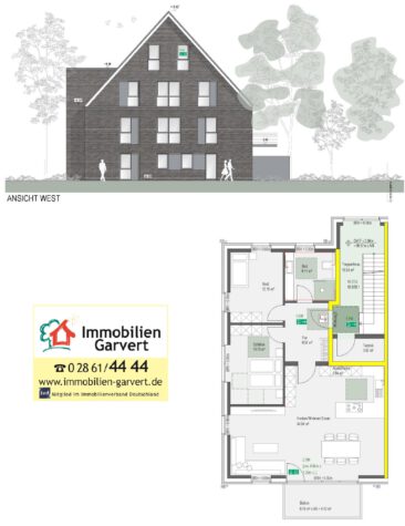 Neubau! Attraktiver 3-Zimmer-Wohnung im Obergeschoss, ruhig in Gescher-Hochmoor, 48712 Gescher, Wohnung